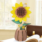 Sunflower DIY Wooden Flower Puzzle 3D Puzzle Mother's Day Gift for Mum