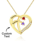 Engraved 2-4 Names Heart Shaped Necklace With Birthstone