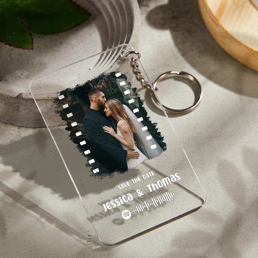 Custom Photo Music Plaque Personalized Glass Keychain Gift Foe Lover