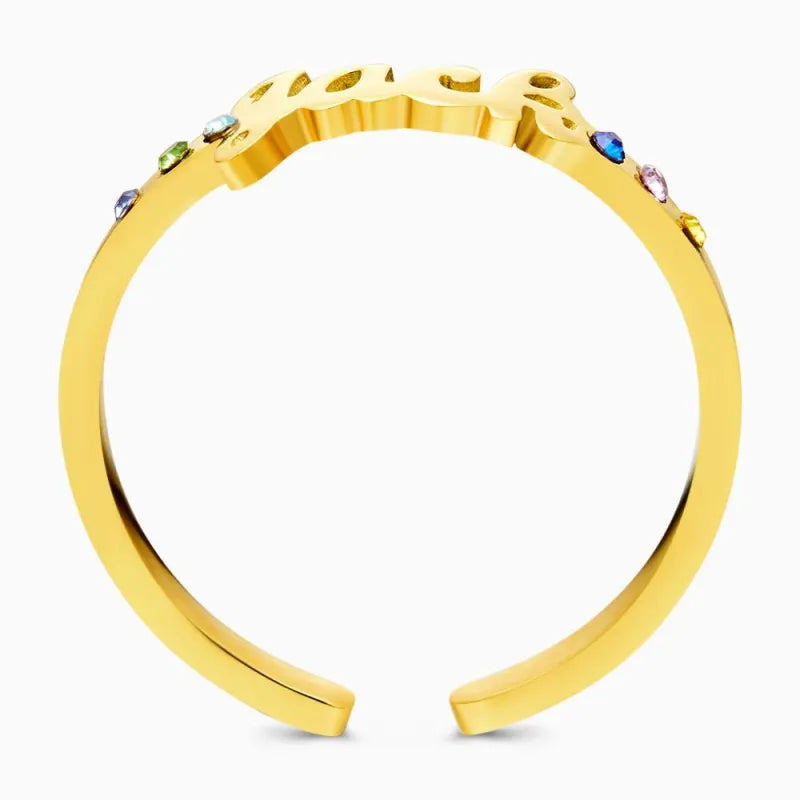 Custom Name Ring with Six Birthstones Anniversary Gift Valentine's Day Gift