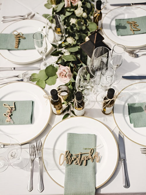 custom wedding place cards table names guest names table detail view