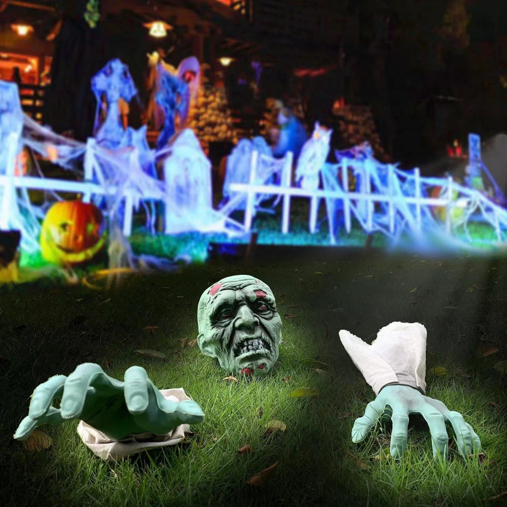 Artificial Skull Head Skeleton Hands Ornament Gift for Halloween Theme Party
