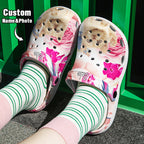 Personalized Pet Face Clogs Slipper with Name Funny Floral Print Clog Birthday Gift for Pet Lover