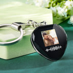 Personalized Heart Crystal Photo Song Keychain With Scannable Code