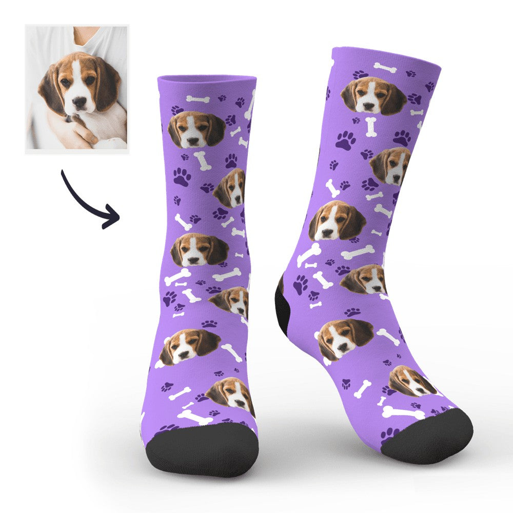 Purple Personalized Pet Portrait Socks for Pet Lover Gifting