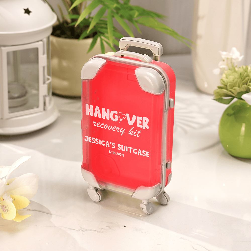 Personalized Suitcase Design Hangover Recovery Kit with Name for Bachelorette Party Bridal Shower