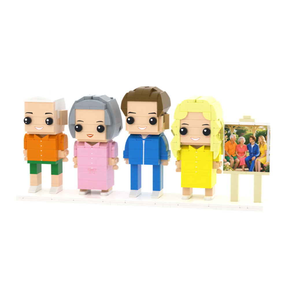 Custom Full-Body Brick Figures of 4 People with Frame Personalized Anniversary Gift Birthday Gift
