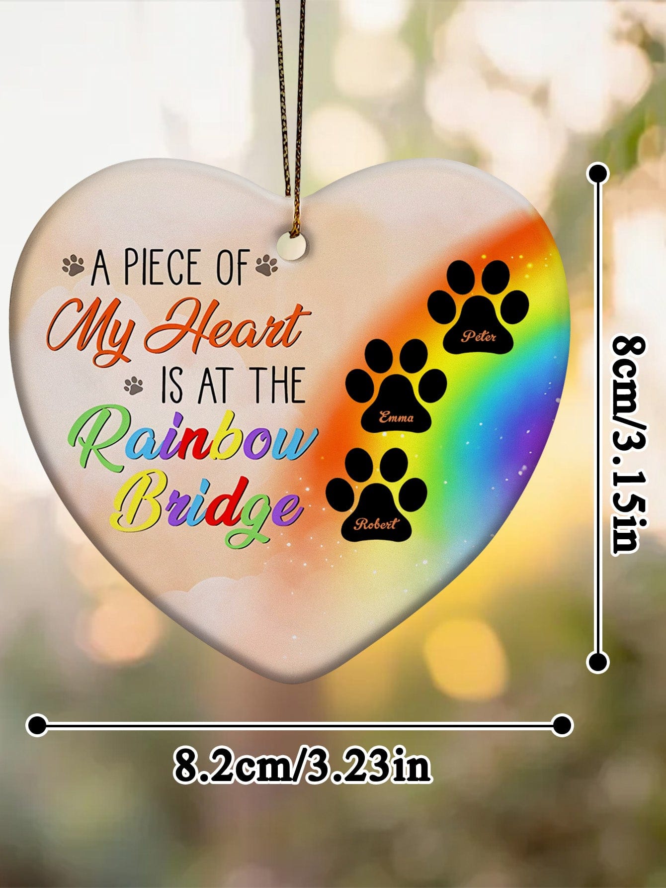 personalized design ornament dog rainbow bridge memorial hanging keepsake display sample