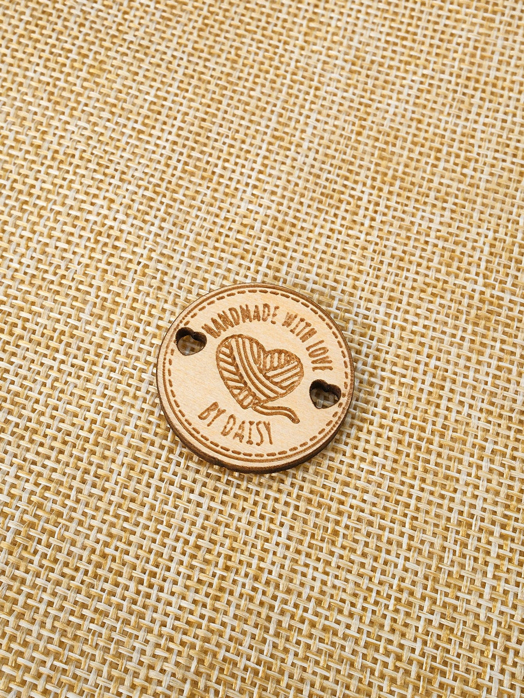 Personalized Handmade with Love Wooden Buttons Set of 15 Clothing Labels Gift for Mother Grandma Knitting Crocheting Lovers