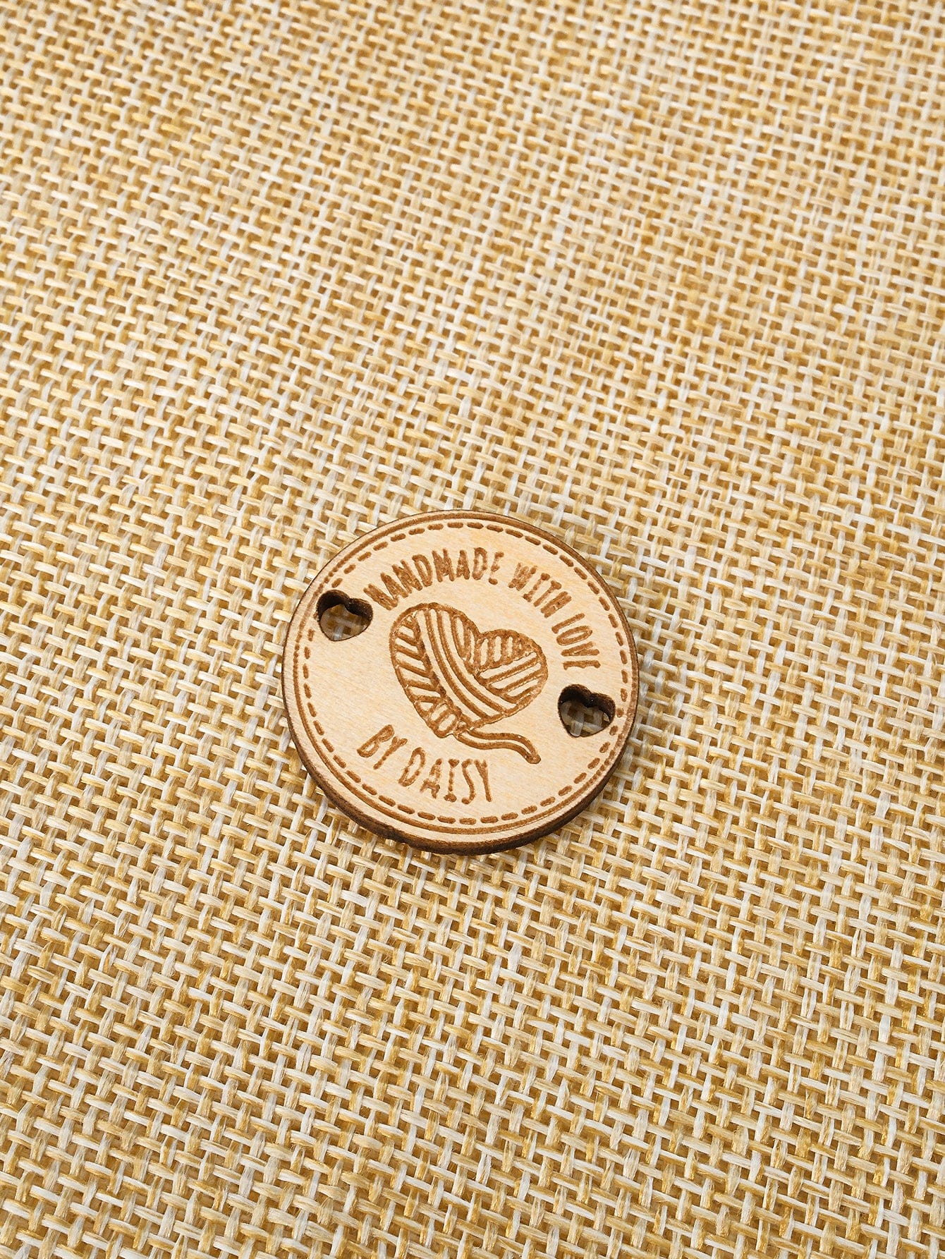 Personalized Handmade with Love Wooden Buttons Set of 15 Clothing Labels Gift for Mother Grandma Knitting Crocheting Lovers