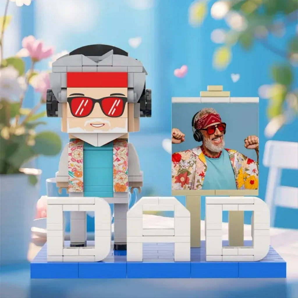 full body customizable dad building block figures with photo custom gift for dad personalized gift