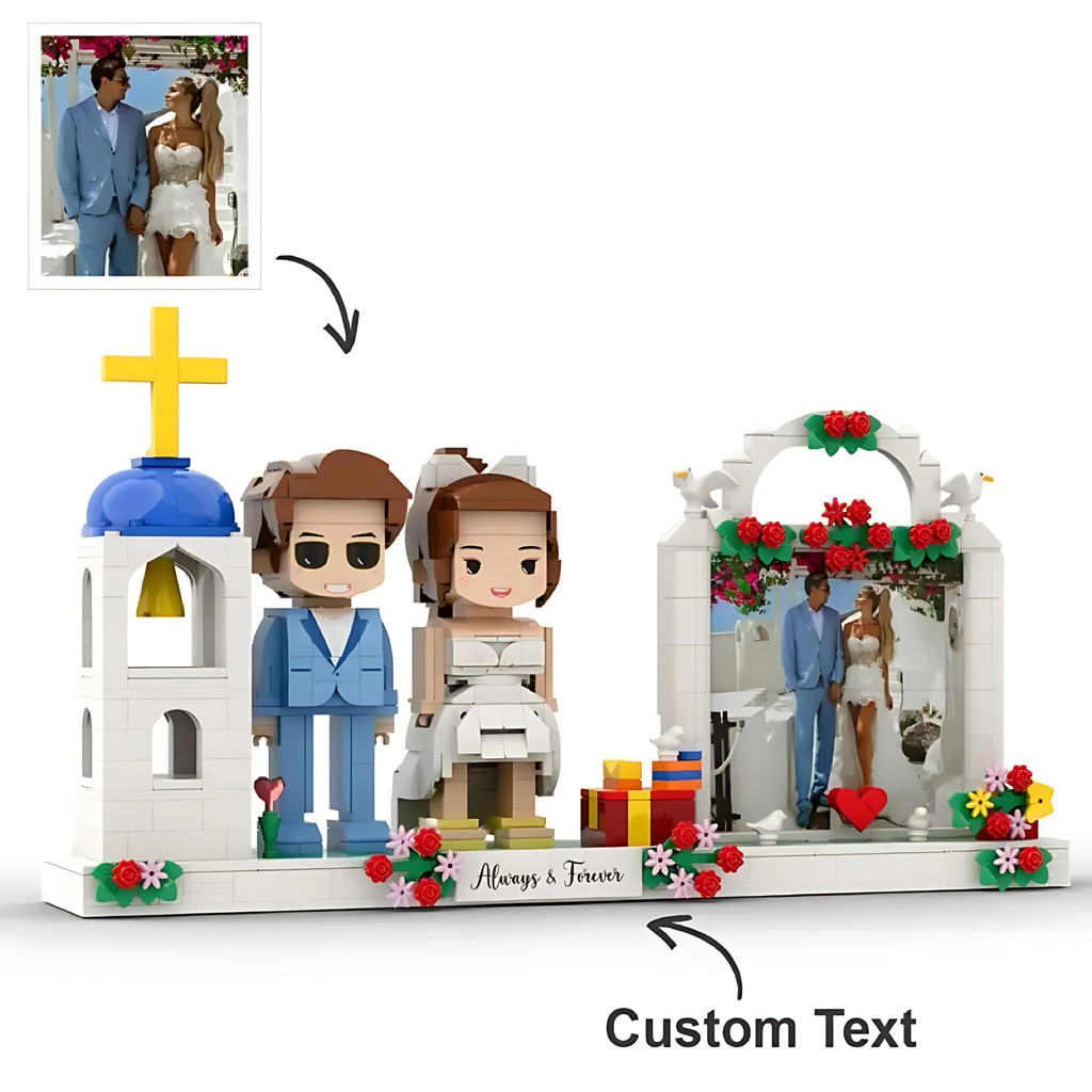 handcrafted full body 2 people cute brick figures photo keepsake