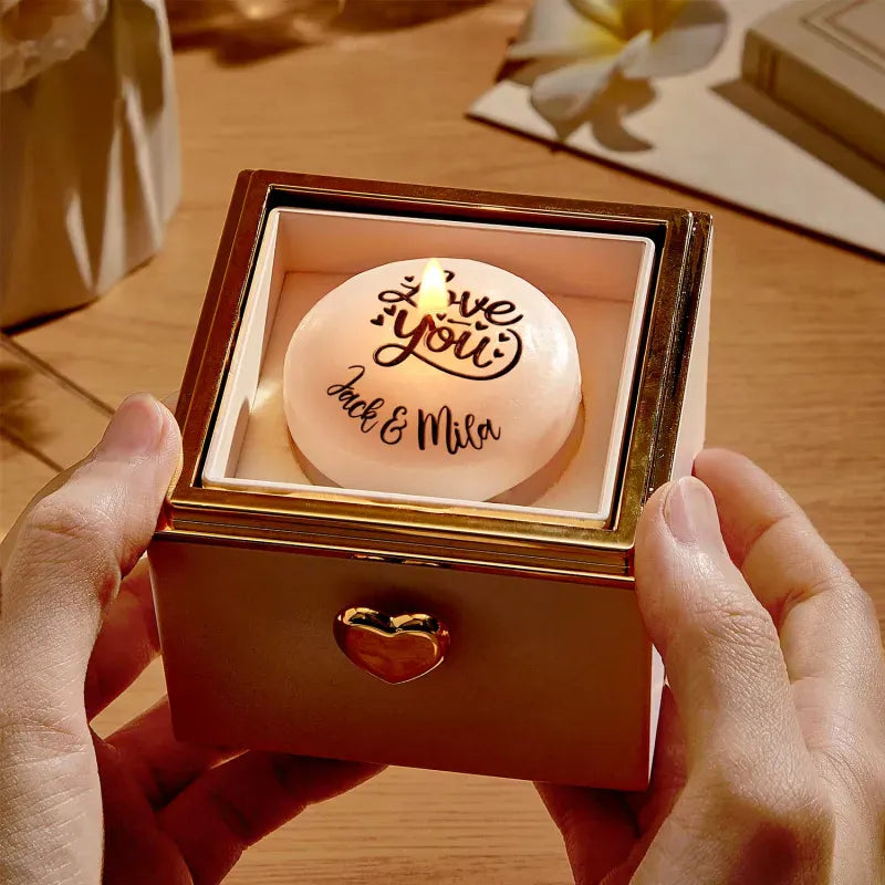 Custom Magical Cake Candle Music Box Flip Box With Personalized Text and Photo Mother's Day Gifts