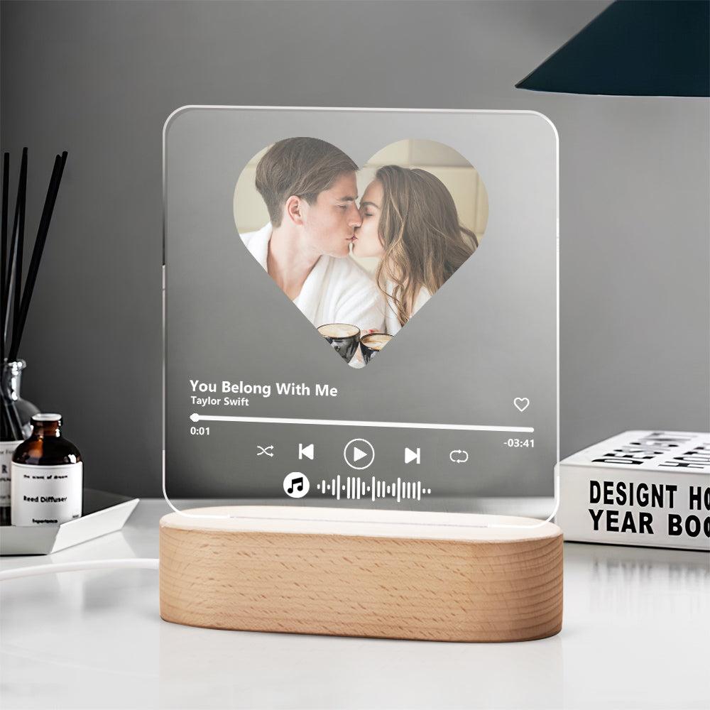 Custom Music Code Heart 7 Color Lamp For Dad Acrylic Music Plaque Night Light