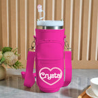 Personalized Water Bottle Carrier Bag for 40oz Stanley Tumbler with Straw Topper Pouch Gift for Her