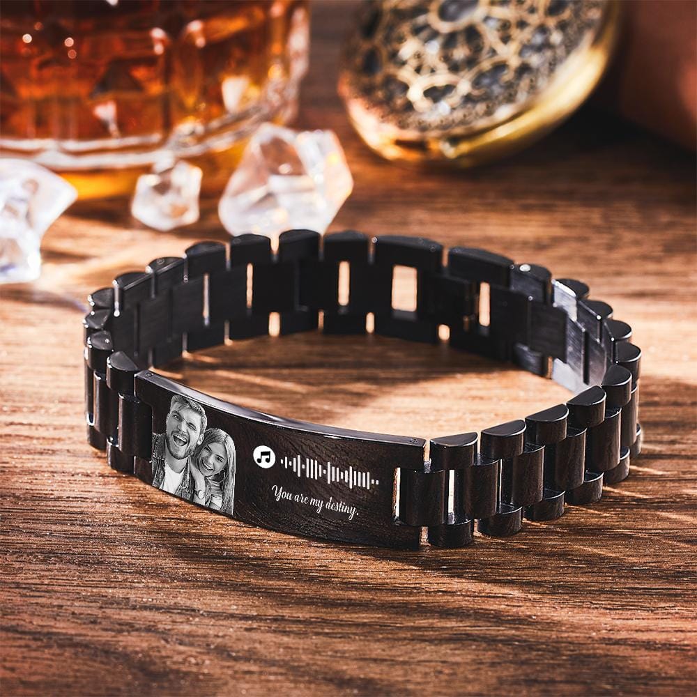 Personalized Music Code Bracelet with Your Photo Perfect Gift for Couple for Anniversary