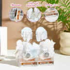 custom bobble head capture moment miniature handcrafted desk display wedding couple face side view