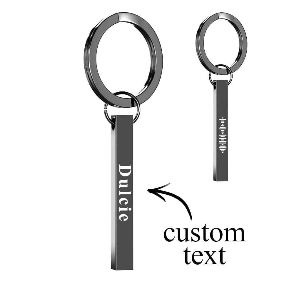 Personalized 3D Bar Keychain Engraved Music Code Key Chain