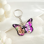 acrylic butterfly keychain personalized photo memorial keepsake red