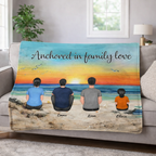 Beach Landscape Family Sitting Back View - Blanket - Ideal Gift for Loved Ones 693234