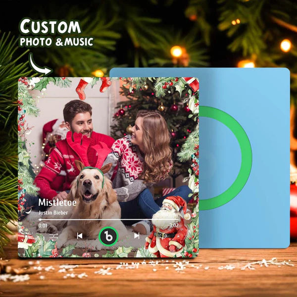 FridgeBeats Frameless Custom Family Photo Music Fridge Magnet Christmas Gifts for Family Personalized Music Magnets Can Play Songs