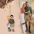 Custom Cartoon Style Photo Keychain – Personalized One-Sided Acrylic Gift for Friends & Couples