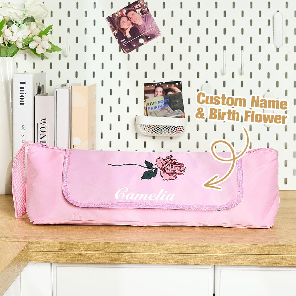 Personalized Birth Flower Heating Rod Storage Bag Waterproof Hairdressing Tool Kit Travel Accessories Gift for Her