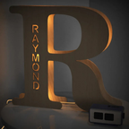 Personalised Wooden Letter Lamp Custom Name Alphabet Night Lights 19CM