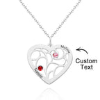 Custom Engraved Name Heart Pendant Necklace with Birthstone