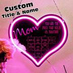 Personalized Mom You Are the Piece That Holds Us Together Neon Mirror Light Puzzle Piece Sign Mother's Day Gifts