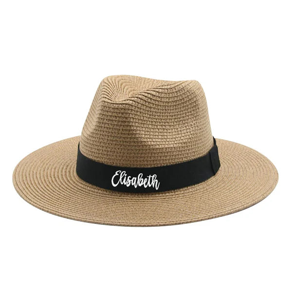 Personalized Straw Fedora Hat Custom Beach Hat Gift for Bridesmaid Friends Family Bachelorette Party