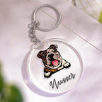 Custom Dog & Name Keychain Acrylic Keyring Gifts for Dog Owner Lover