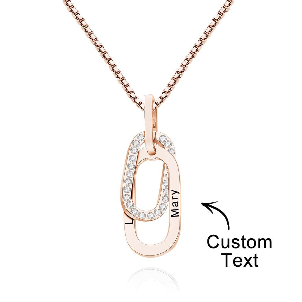 Custom Engraved Necklace Double Ring Necklace Unique Gift for Women