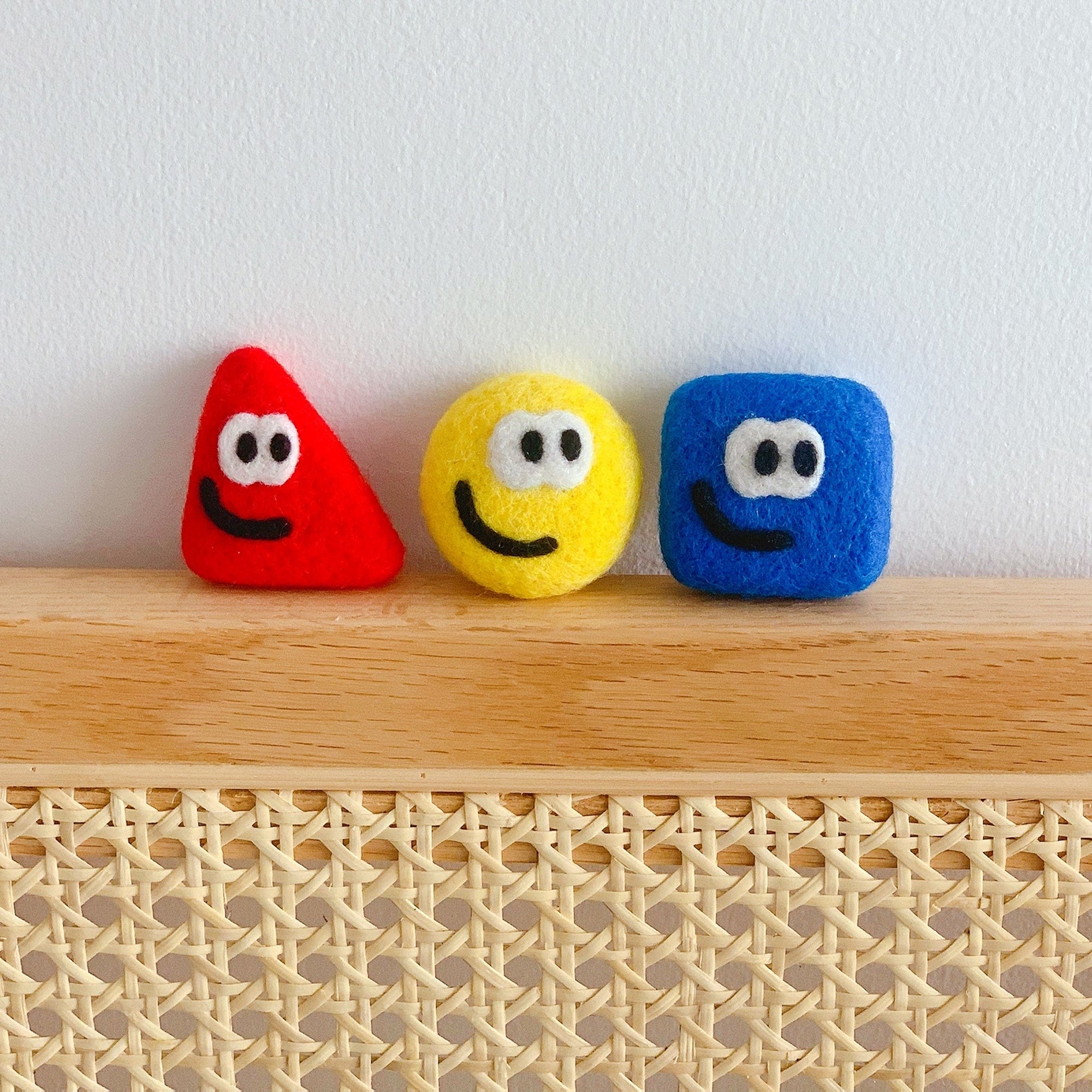 Adorable Handmade Felt Mushroom Brooch - Triangle Circle Square Design