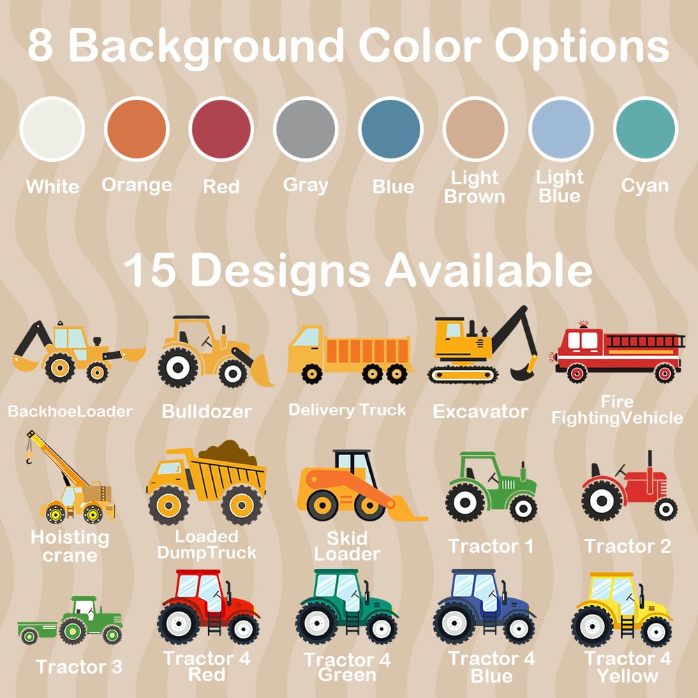 Personalized Name Storage Basket Work Vehicles Construction Trucks Toy Laundry Basket Birthday Gift for Family Kids