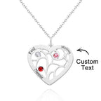 Custom Engraved Name Heart Pendant Necklace with Birthstone