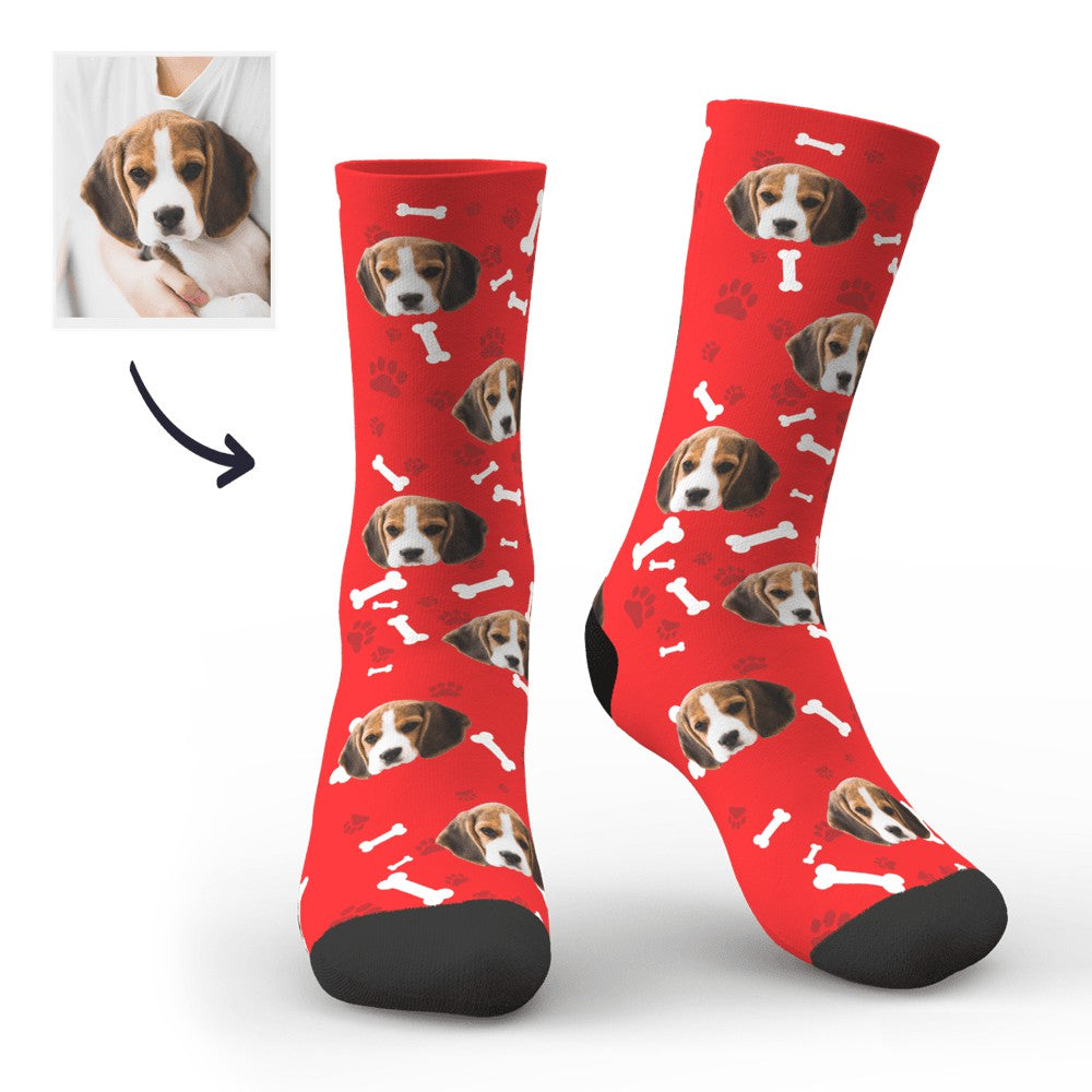 Socks Funny All Over Face Print Personalized Pet Portrait for Pet Lover Gifting Orange