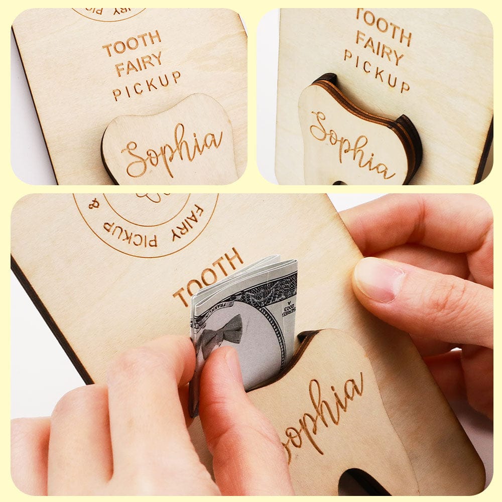 Personalized Wooden Tooth Fairy Door Hanger Teeth Holder Pick Up Box Home Decoration Gift for Kids