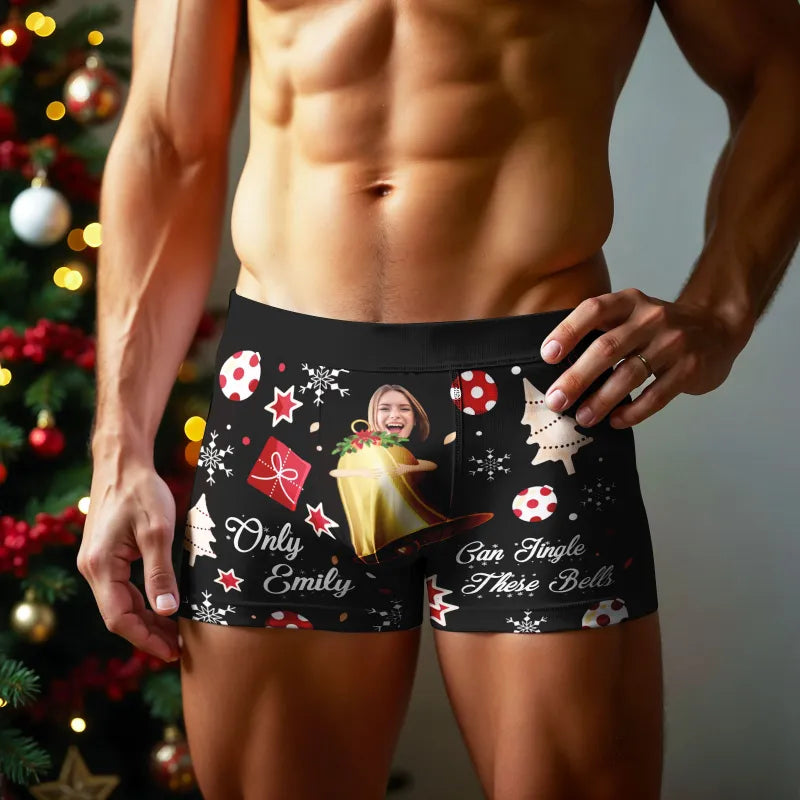 Personalized Face Boxer Only Can Jingle These Bells without Custom Belt Text Men Underwear Christmas Gift Personalized Photo Valentines Gift