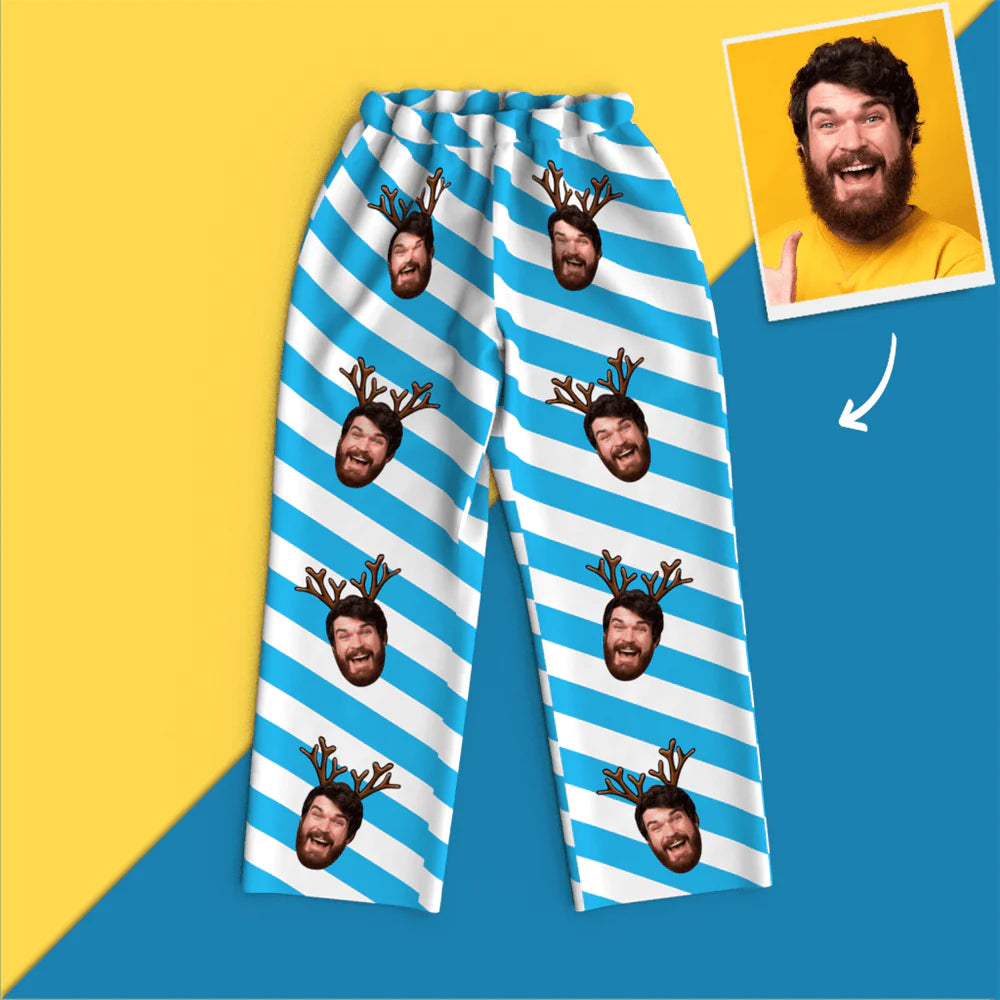 Custom Face Christmas Long Sleeve Pajamas Set Elk