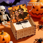 Caja de música digital personalizada para Halloween, cualquier canción, melodía o voz, caja de música de madera personalizada con foto y texto, regalos de aniversario.