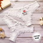 Custom Name Thong Personalized White Lace Sexy Panties