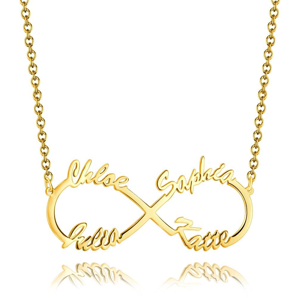 Custom Infinity Name Necklace with Four Names - S925 Silver