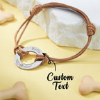 Personalized Engraved Angel Wings Pet Paw Print PU Leather Rope Bracelet Memorial Gift for Pet Lovers
