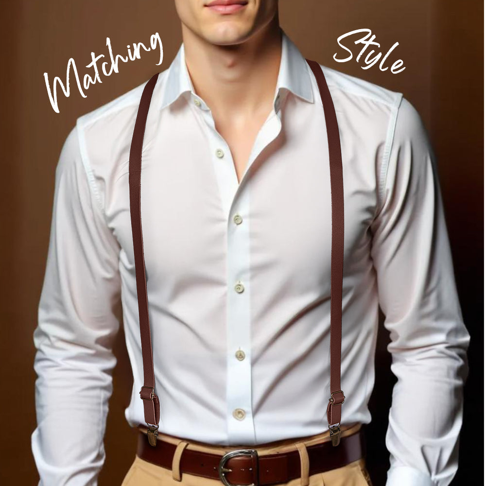 Personalized Men's PU Suspenders with Engraved Name Gifts for Men Groomsmen Accessory