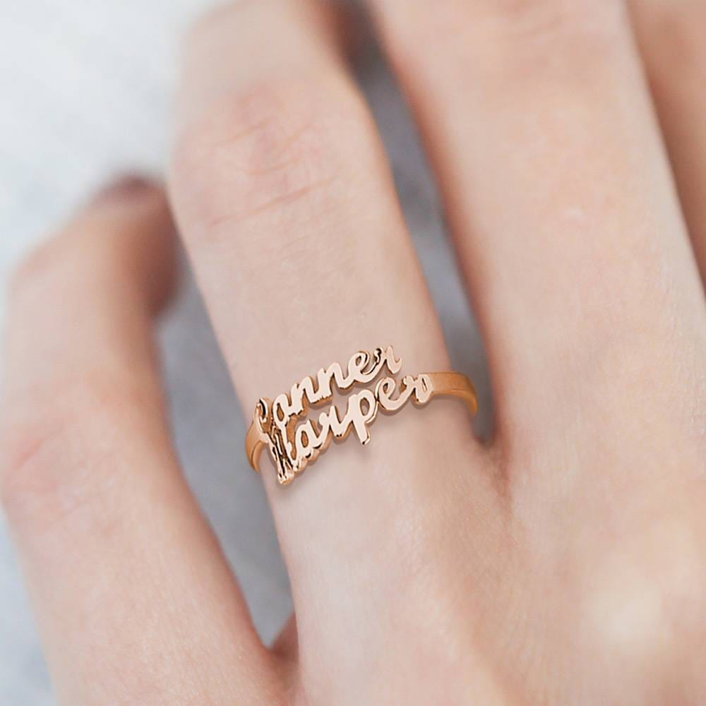 gifts for wife Heartfelt Surprise - Unique Memento - Double Names Ring - 925 Sterling Silver - gifts for wife - Anniversary v