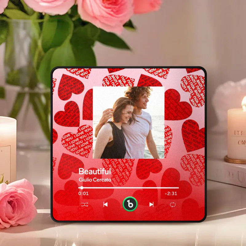 FridgeBeats Framed 4.0 Personalized Music Fridge Magnet with Red Heart Valentines Gift Music Wall Photo Sticker Music Movement