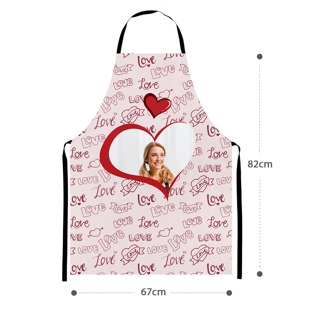 Personalized Heart Photo Apron Pink Love Valentine Apron