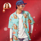 Custom Face Christmas Pool Party Hawaiian Shirt Women's Personalised Christmas Gift