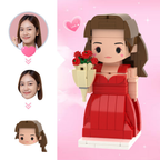 Cute Head Brick Figures  1 People Brick Figures Lady with Rose Brick Figures  Custom Gift for Husband  Personalized Phot